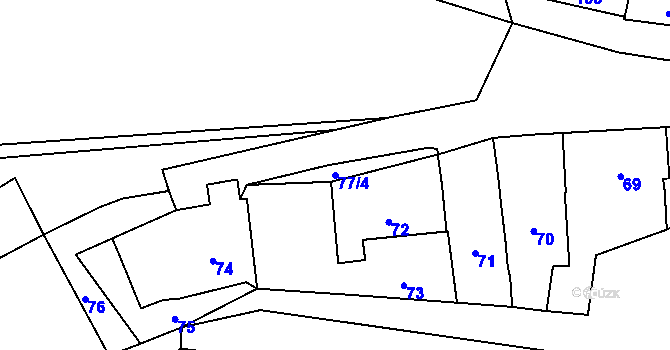 Parcela st. 77/4 v KÚ Omice, Katastrální mapa