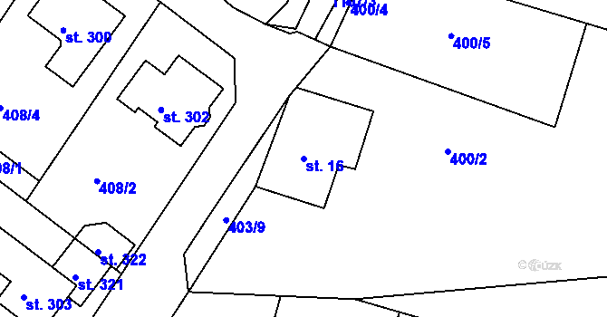 Parcela st. 16 v KÚ Omlenice, Katastrální mapa