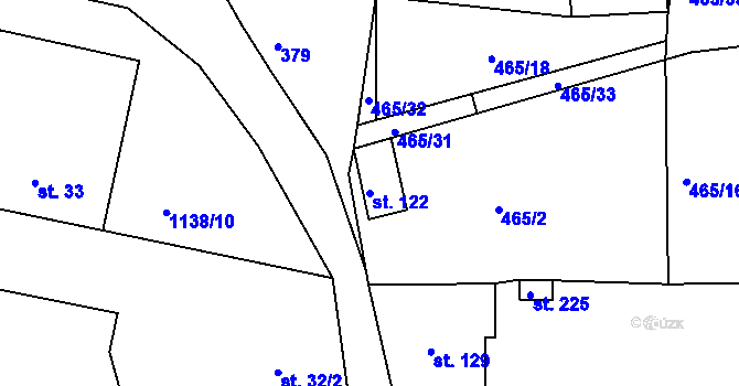 Parcela st. 122 v KÚ Omlenice, Katastrální mapa