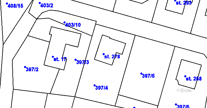 Parcela st. 278 v KÚ Omlenice, Katastrální mapa