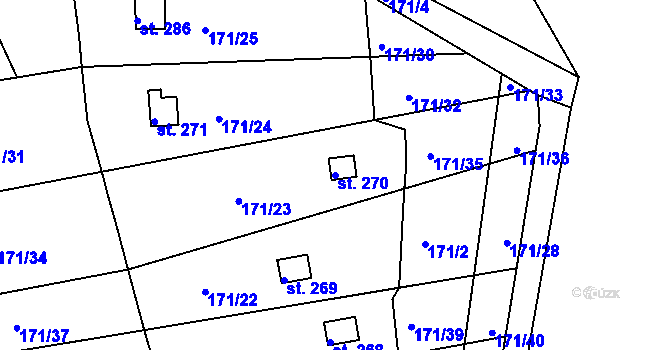 Parcela st. 270 v KÚ Omlenice, Katastrální mapa