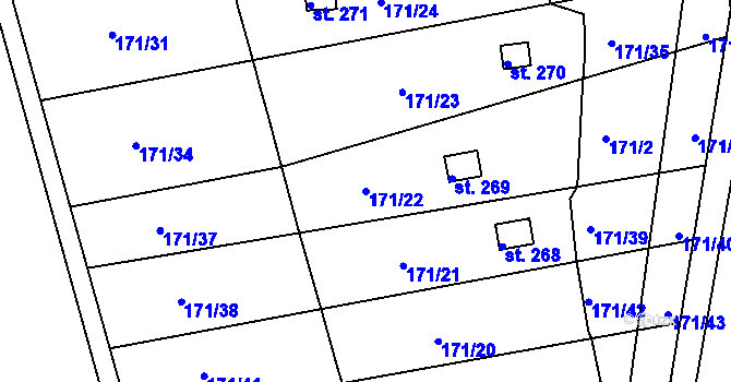 Parcela st. 171/22 v KÚ Omlenice, Katastrální mapa