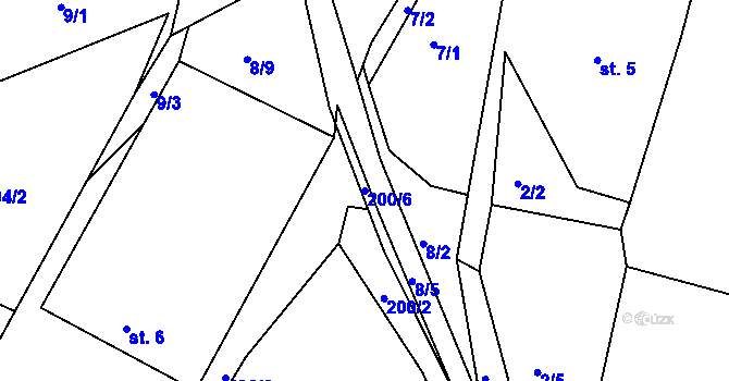 Parcela st. 200/6 v KÚ Omlenice, Katastrální mapa