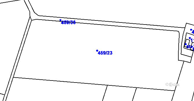 Parcela st. 459/23 v KÚ Omlenice, Katastrální mapa