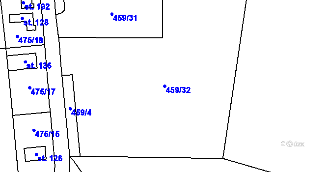 Parcela st. 459/32 v KÚ Omlenice, Katastrální mapa