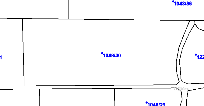 Parcela st. 1048/30 v KÚ Omlenice, Katastrální mapa