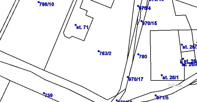 Parcela st. 783/2 v KÚ Stradov u Kaplice, Katastrální mapa