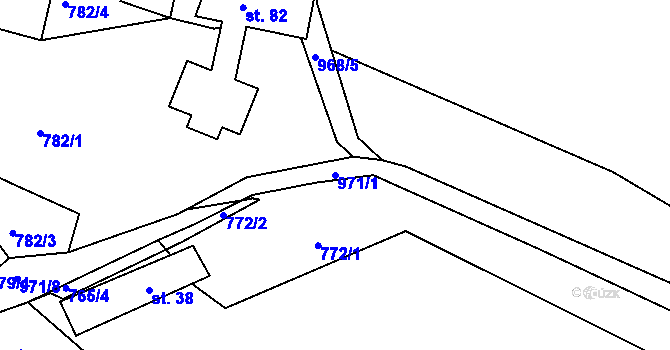 Parcela st. 971/1 v KÚ Stradov u Kaplice, Katastrální mapa