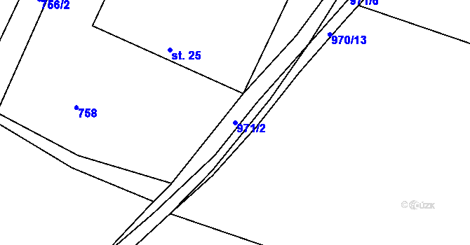 Parcela st. 971/2 v KÚ Stradov u Kaplice, Katastrální mapa