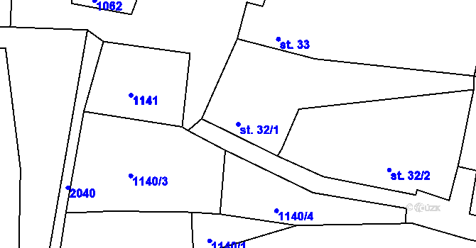 Parcela st. 32/1 v KÚ Zahrádka u Omlenic, Katastrální mapa