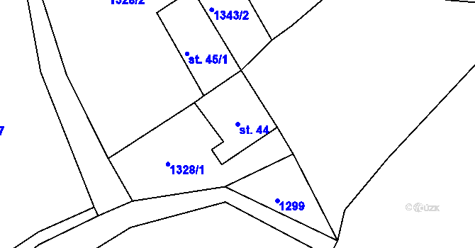 Parcela st. 44 v KÚ Zahrádka u Omlenic, Katastrální mapa