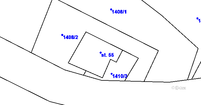 Parcela st. 55 v KÚ Zahrádka u Omlenic, Katastrální mapa