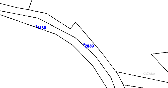 Parcela st. 2039 v KÚ Zahrádka u Omlenic, Katastrální mapa