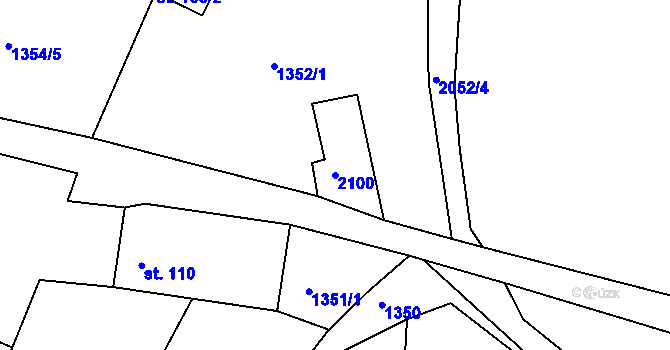 Parcela st. 2100 v KÚ Zahrádka u Omlenic, Katastrální mapa