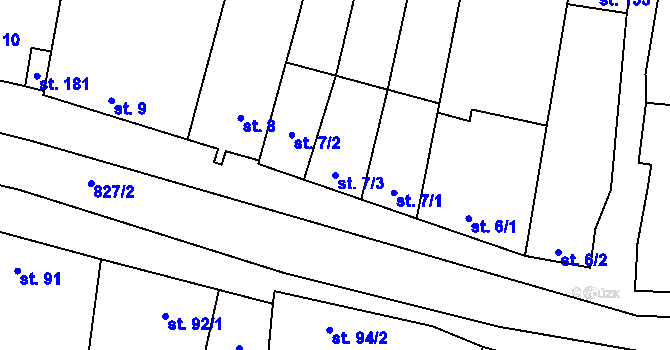 Parcela st. 7/3 v KÚ Ondratice, Katastrální mapa