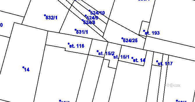 Parcela st. 15/2 v KÚ Ondratice, Katastrální mapa