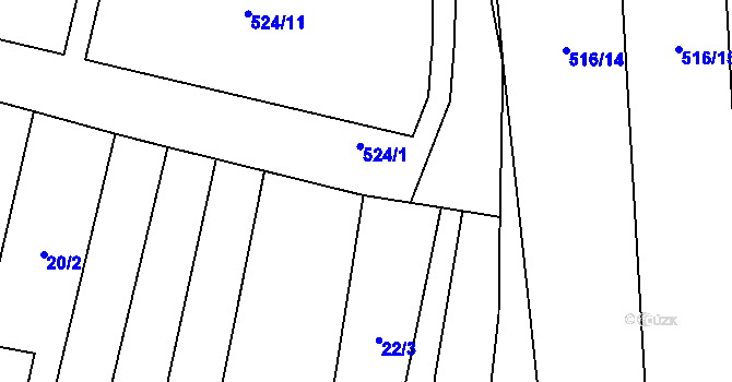 Parcela st. 524/2 v KÚ Ondratice, Katastrální mapa