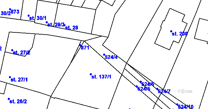 Parcela st. 524/4 v KÚ Ondratice, Katastrální mapa