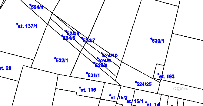 Parcela st. 524/10 v KÚ Ondratice, Katastrální mapa