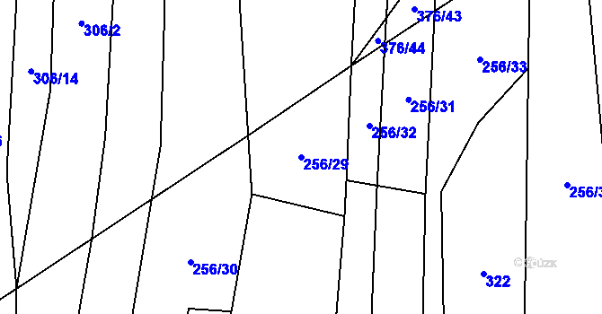 Parcela st. 256/29 v KÚ Ondratice, Katastrální mapa