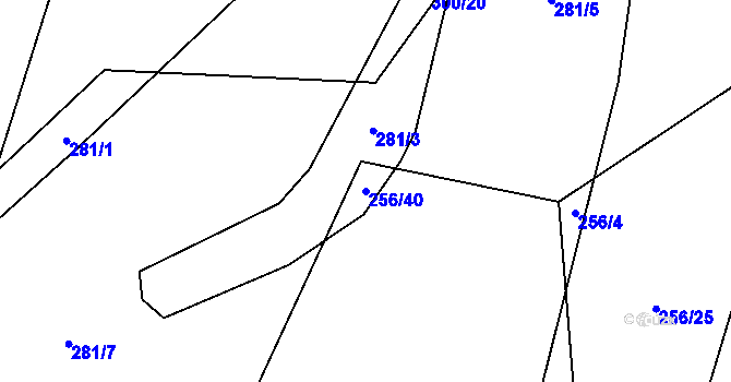 Parcela st. 256/40 v KÚ Ondratice, Katastrální mapa