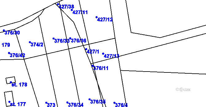 Parcela st. 427/13 v KÚ Ondratice, Katastrální mapa