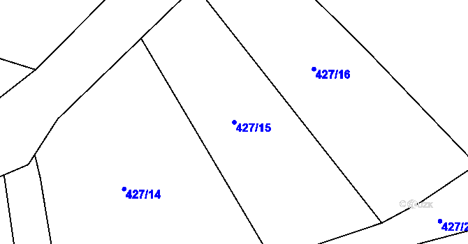 Parcela st. 427/15 v KÚ Ondratice, Katastrální mapa