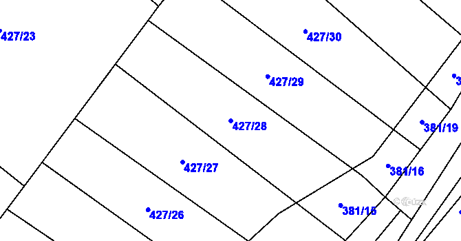 Parcela st. 427/28 v KÚ Ondratice, Katastrální mapa