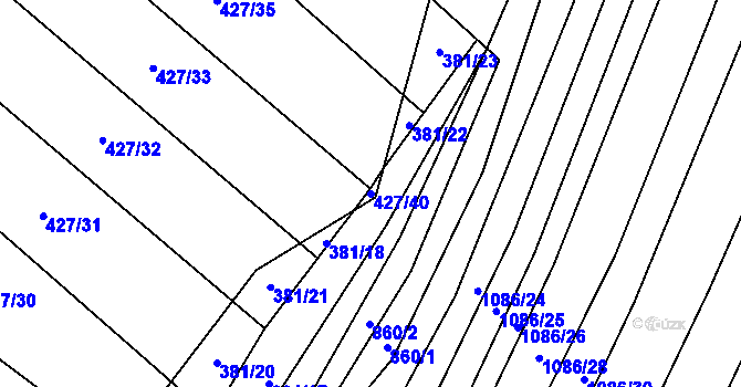 Parcela st. 427/40 v KÚ Ondratice, Katastrální mapa