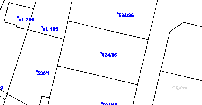 Parcela st. 524/16 v KÚ Ondratice, Katastrální mapa