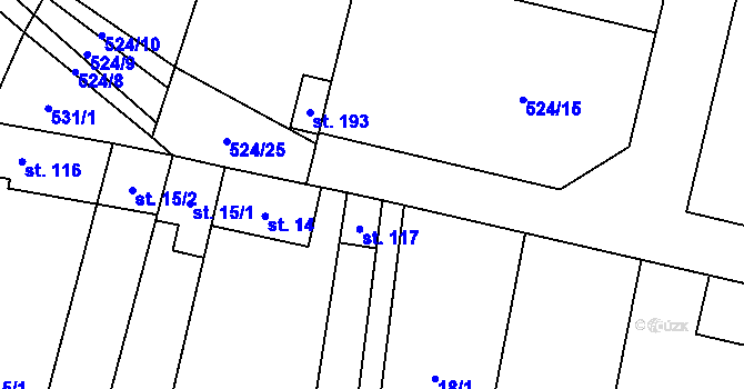 Parcela st. 524/24 v KÚ Ondratice, Katastrální mapa