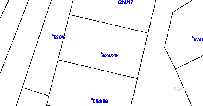 Parcela st. 524/29 v KÚ Ondratice, Katastrální mapa