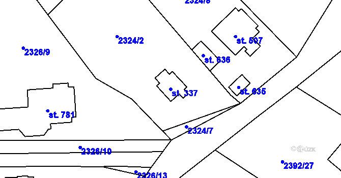 Parcela st. 337 v KÚ Ondřejov u Prahy, Katastrální mapa