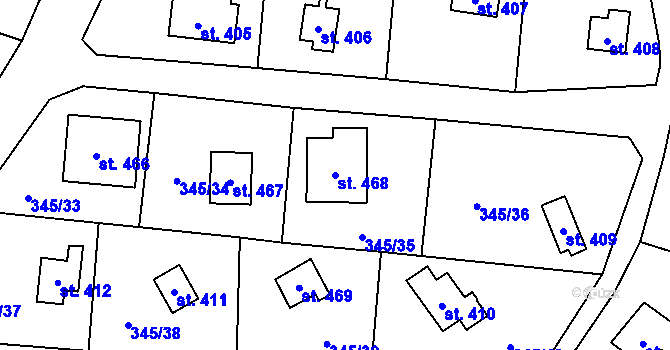Parcela st. 468 v KÚ Ondřejov u Prahy, Katastrální mapa