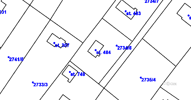 Parcela st. 484 v KÚ Ondřejov u Prahy, Katastrální mapa
