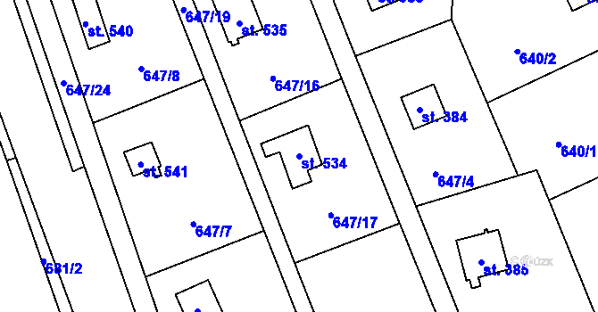 Parcela st. 534 v KÚ Ondřejov u Prahy, Katastrální mapa