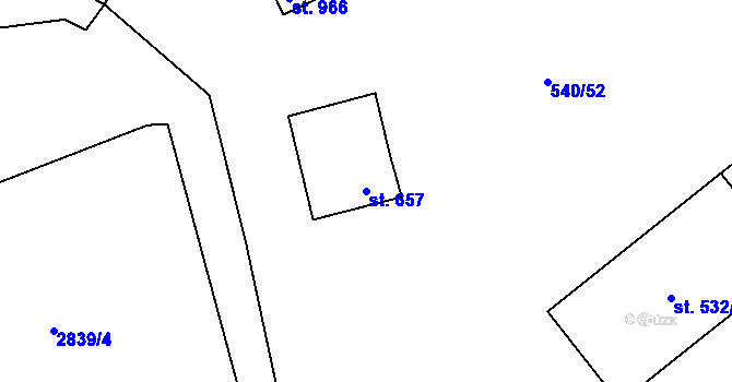 Parcela st. 657 v KÚ Ondřejov u Prahy, Katastrální mapa