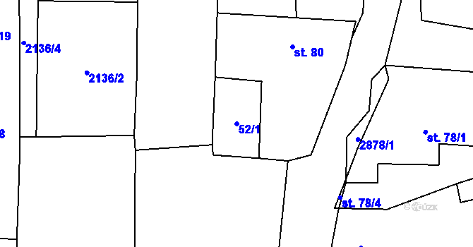 Parcela st. 52/1 v KÚ Ondřejov u Prahy, Katastrální mapa