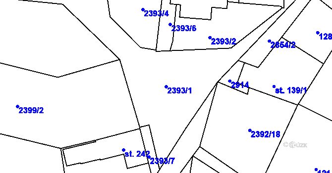 Parcela st. 2393/1 v KÚ Ondřejov u Prahy, Katastrální mapa