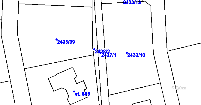 Parcela st. 2427/1 v KÚ Ondřejov u Prahy, Katastrální mapa