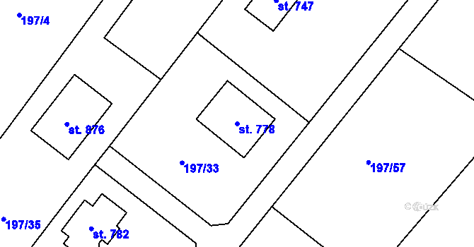 Parcela st. 778 v KÚ Ondřejov u Prahy, Katastrální mapa