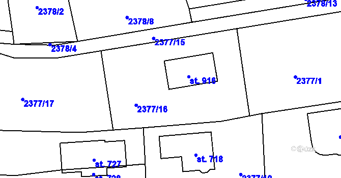 Parcela st. 2377/16 v KÚ Ondřejov u Prahy, Katastrální mapa