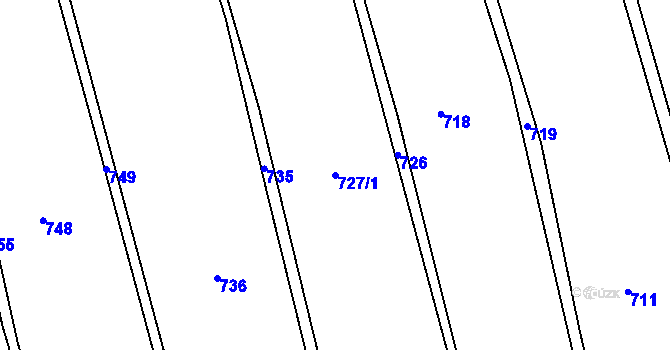 Parcela st. 727/1 v KÚ Ondřejov u Prahy, Katastrální mapa
