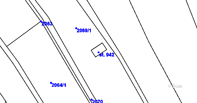Parcela st. 2936 v KÚ Ondřejov u Prahy, Katastrální mapa
