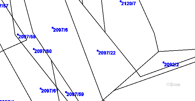 Parcela st. 2097/22 v KÚ Turkovice u Ondřejova, Katastrální mapa