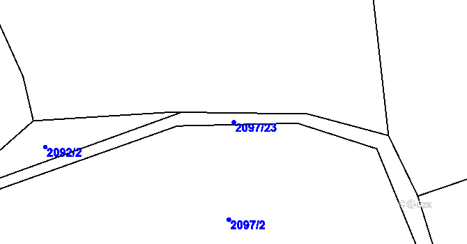 Parcela st. 2097/23 v KÚ Turkovice u Ondřejova, Katastrální mapa