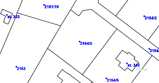 Parcela st. 2164/5 v KÚ Turkovice u Ondřejova, Katastrální mapa