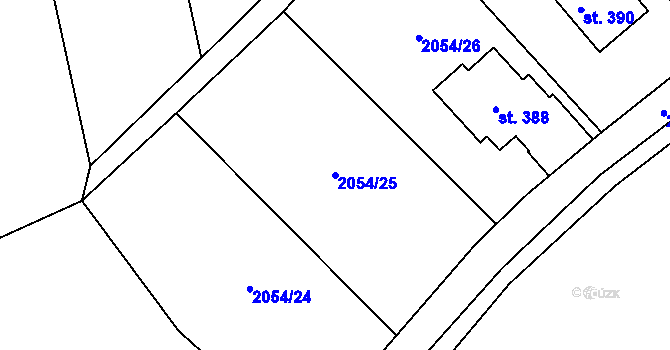 Parcela st. 2054/25 v KÚ Turkovice u Ondřejova, Katastrální mapa