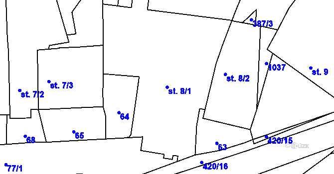 Parcela st. 8/1 v KÚ Ondřejov u Pelhřimova, Katastrální mapa