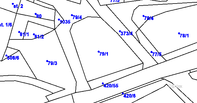Parcela st. 79/1 v KÚ Ondřejov u Pelhřimova, Katastrální mapa